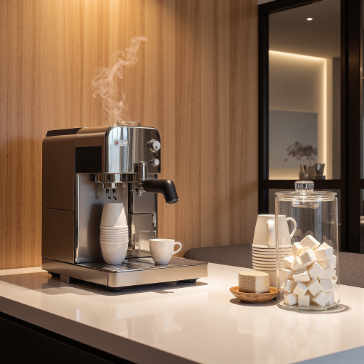 Premium coffee machine with automatic grinder, stainless steel finish